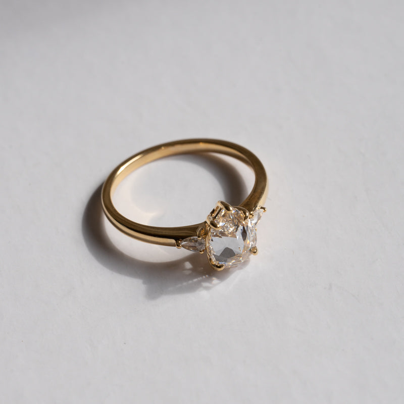 Lab Grown Diamond |  Pear Shape Rose Cut Diamond Ring