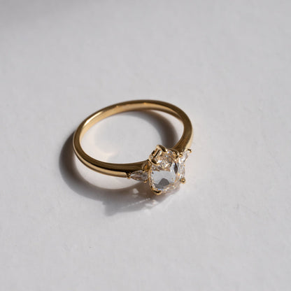 Lab Grown Diamond |  Pear Shape Rose Cut Diamond Ring
