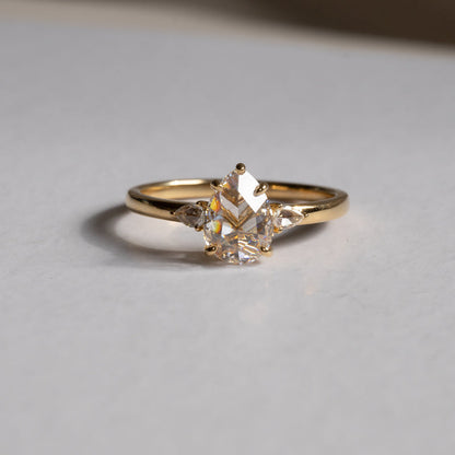 Lab Grown Diamond |  Pear Shape Rose Cut Diamond Ring