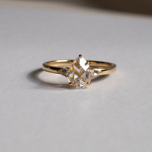 Lab Grown Diamond |  Pear Shape Rose Cut Diamond Ring
