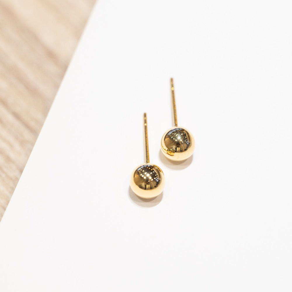 18K Gold Ball Earrings - Large