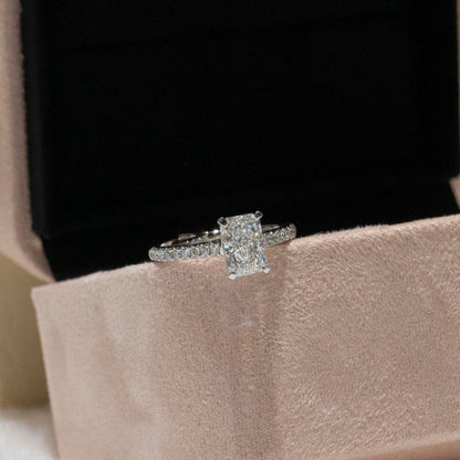Lab Grown Diamond |  1ct Radiant Cut Diamond with Pave Band