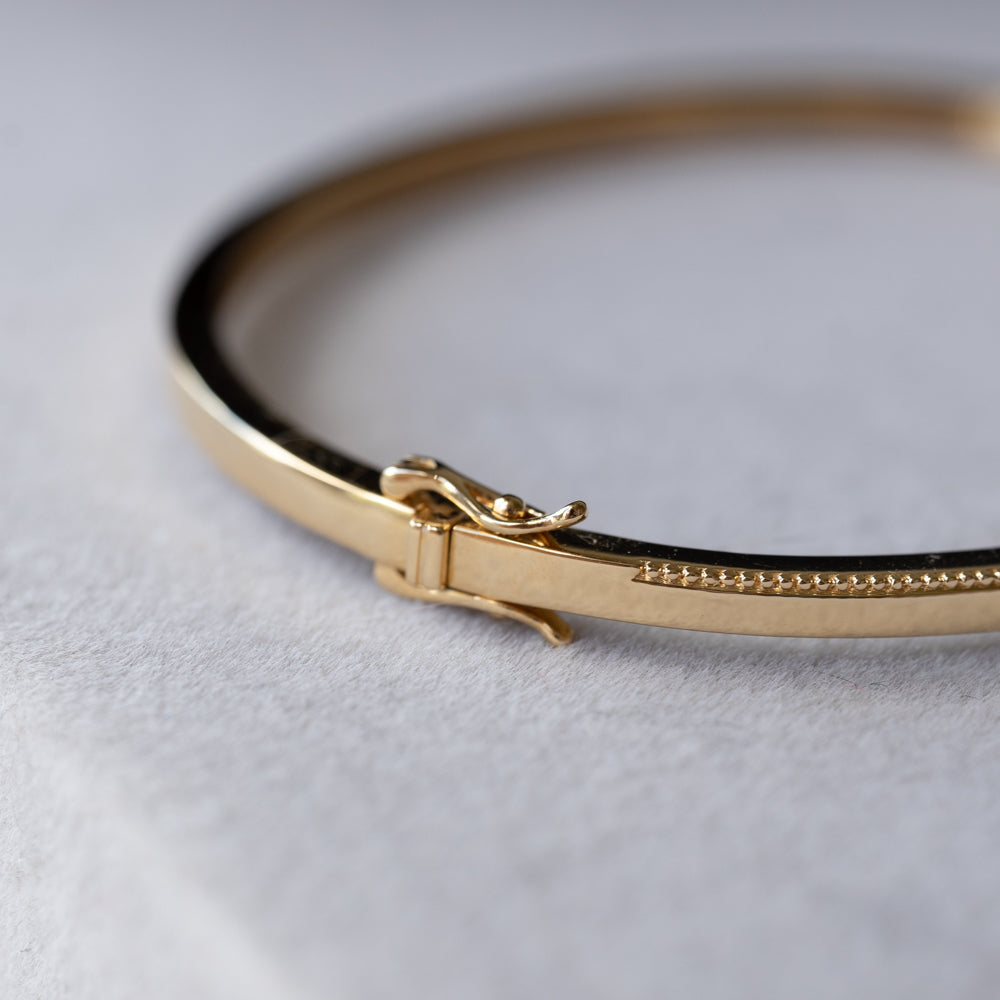 Milgrain Bangle with Dainty Marquise Diamond