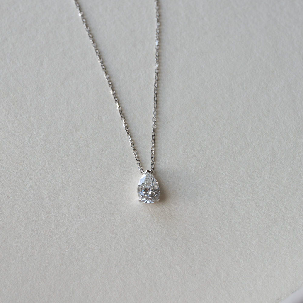 Dainty 30pt Pear Diamond Necklace