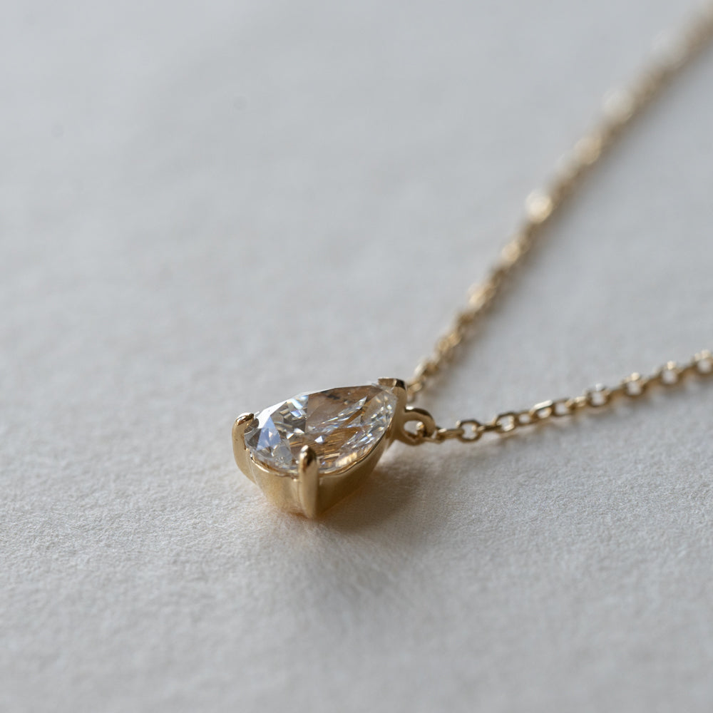 Dainty 30pt Pear Diamond Necklace