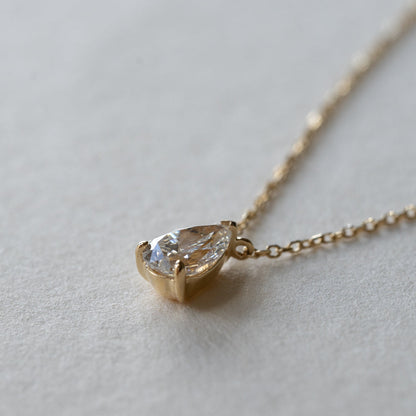 Dainty 30pt Pear Diamond Necklace