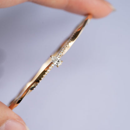 Twist Bangle with Pear Shape Diamond Bracelet