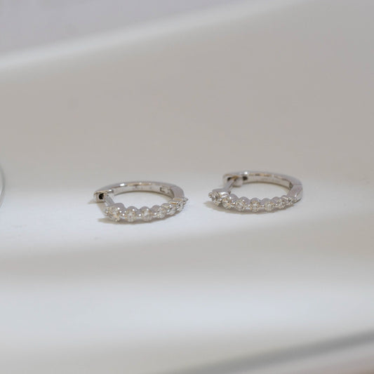 Mini Hoop Earrings in Single Prong Setting