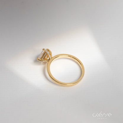 Lab Grown Diamond |  1ct Princess Cut with Hidden Halo and Pave Prong Ring