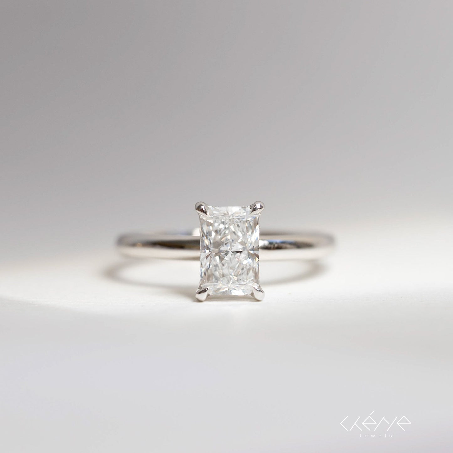 Lab Grown Diamond |  1ct Radiant Cut Diamond Ring with Hidden Halo