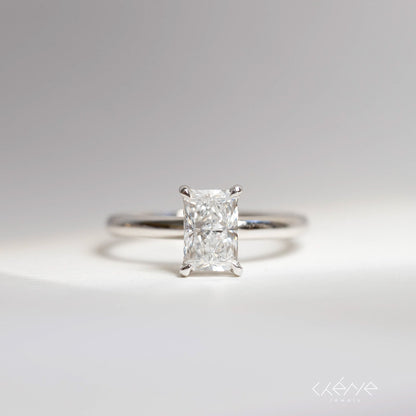 Lab Grown Diamond |  1ct Radiant Cut Diamond Ring with Hidden Halo