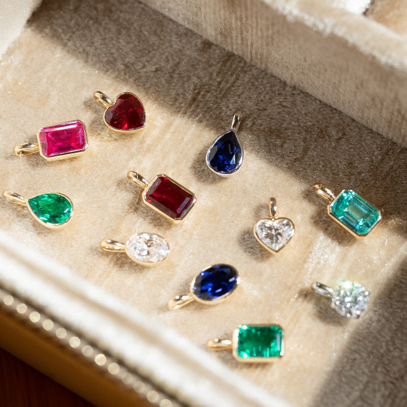 Lab Grown Diamond |  Lollipop Charms Pendant with Gemstones in Bezel Set
