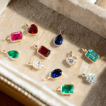 Lab Grown Diamond |  Lollipop Charms Pendant with Gemstones in Bezel Set