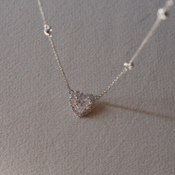 Lab Grown Diamond |  Heart Shape Halo Necklace
