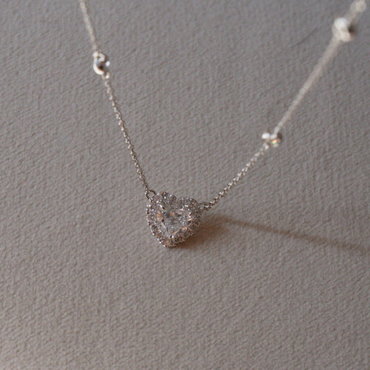 Lab Grown Diamond |  Heart Shape Halo Necklace