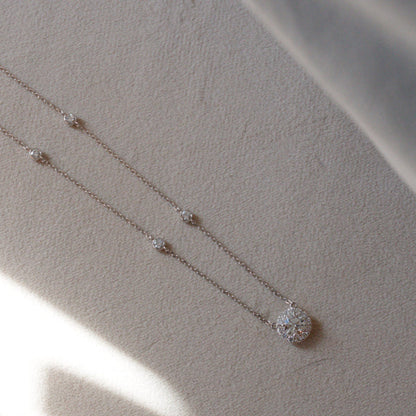 Lab Grown Diamond |  Round Shape Halo Necklace