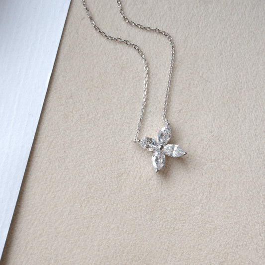 Lab Grown Diamond |  Marquise Diamond Petal Necklace