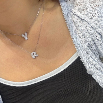 Bubble Initial Diamond Necklace - Letter A - Z