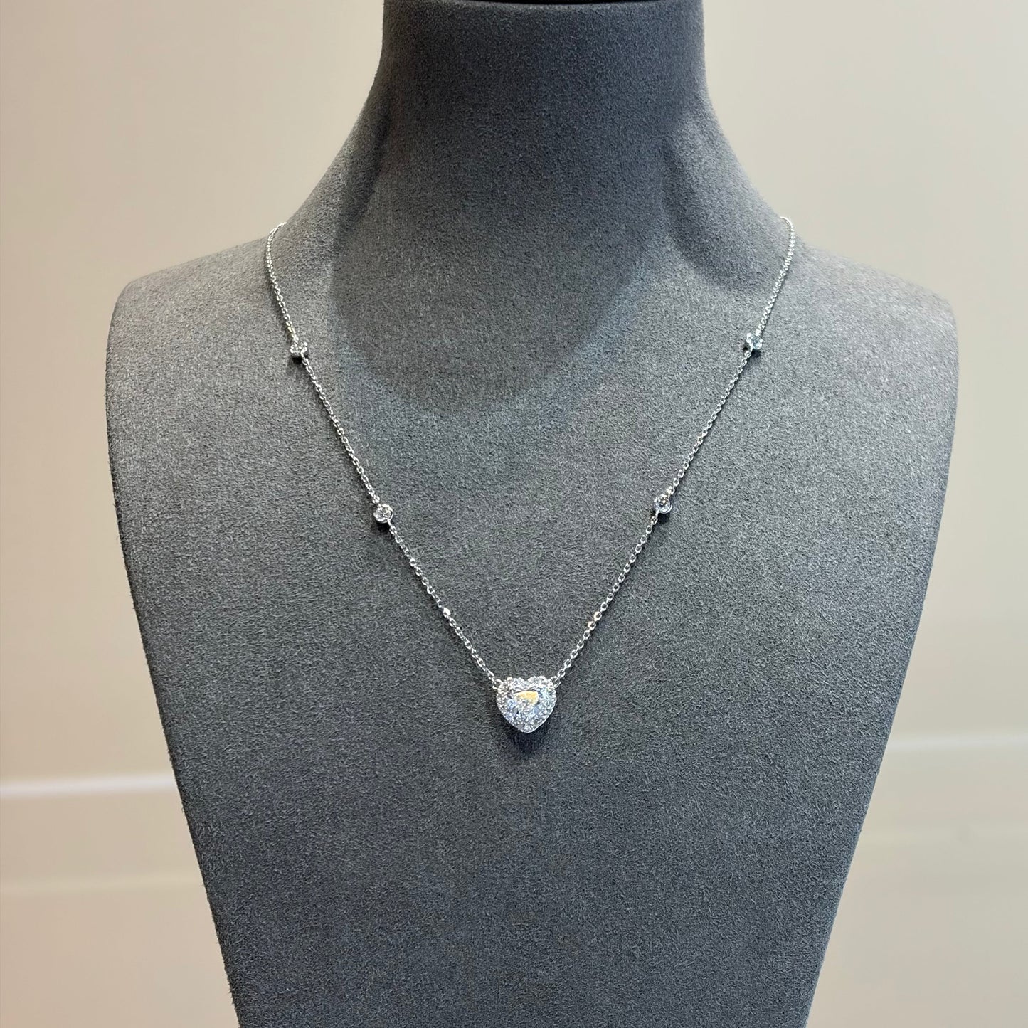 Lab Grown Diamond |  Heart Shape Halo Necklace