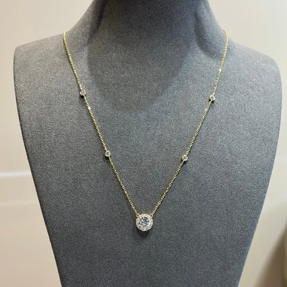 Lab Grown Diamond |  Round Shape Halo Necklace