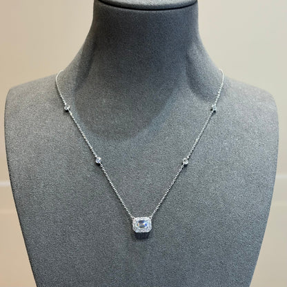 Lab Grown Diamond |  Emerald Cut Halo Necklace
