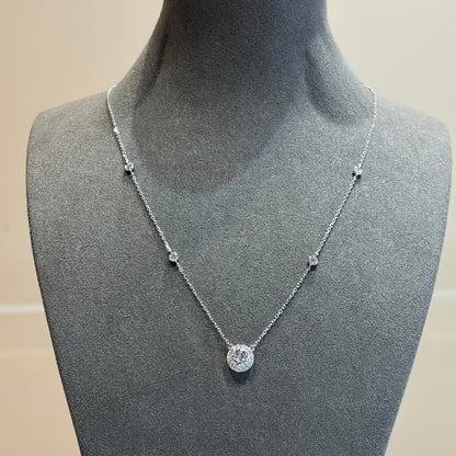 Lab Grown Diamond |  Round Shape Halo Necklace
