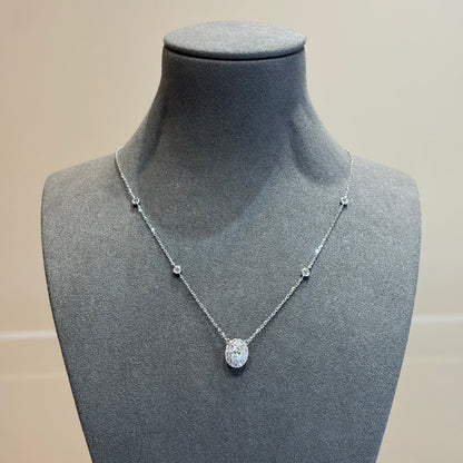 Lab Grown Diamond |  Oval Shape Halo Necklace