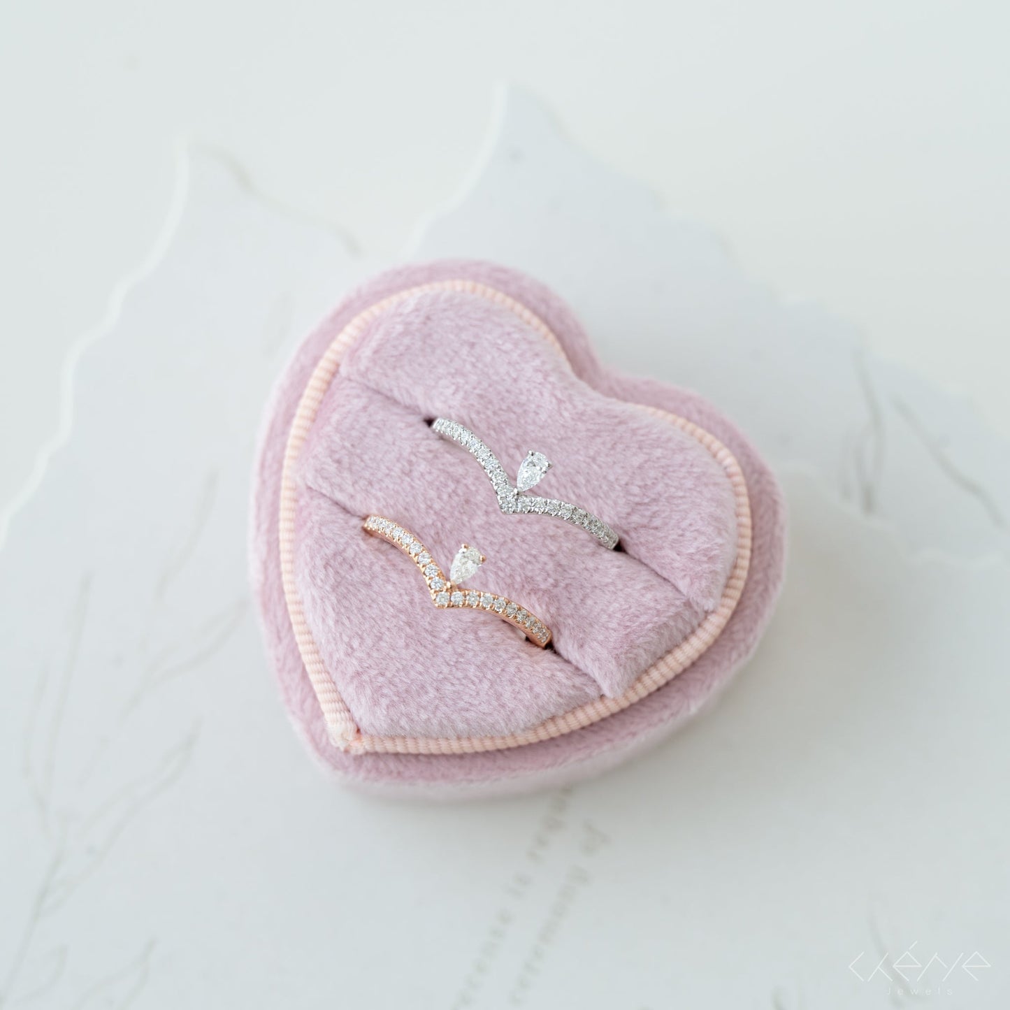 Nora Curved Ring with Pear Shape Diamond