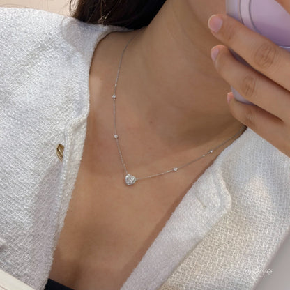 Lab Grown Diamond |  Heart Shape Halo Necklace