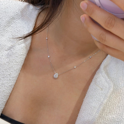 Lab Grown Diamond |  Pear Shape Halo Necklace