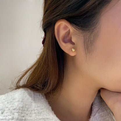 18K Gold Ball Earrings - Large