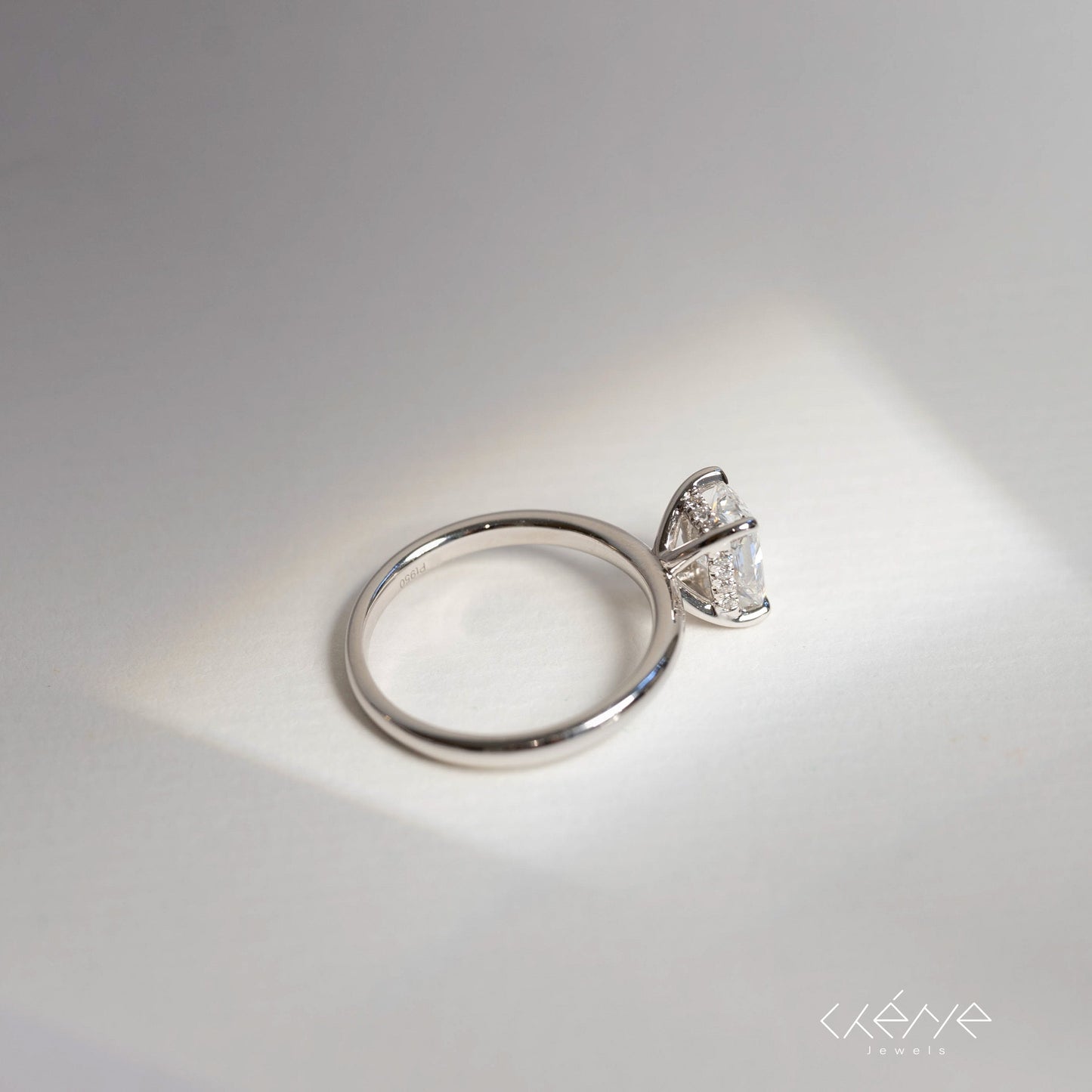 Lab Grown Diamond |  1ct Radiant Cut Diamond Ring with Hidden Halo