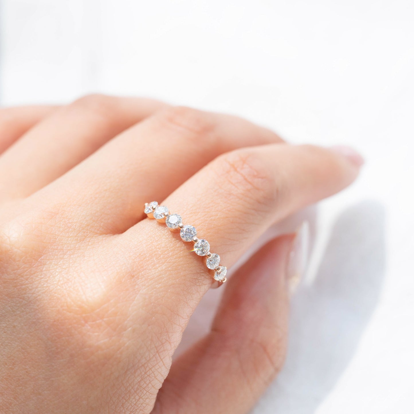 Lab Grown Diamond | 0.76ct Single Prong Round Diamond Eternity Band