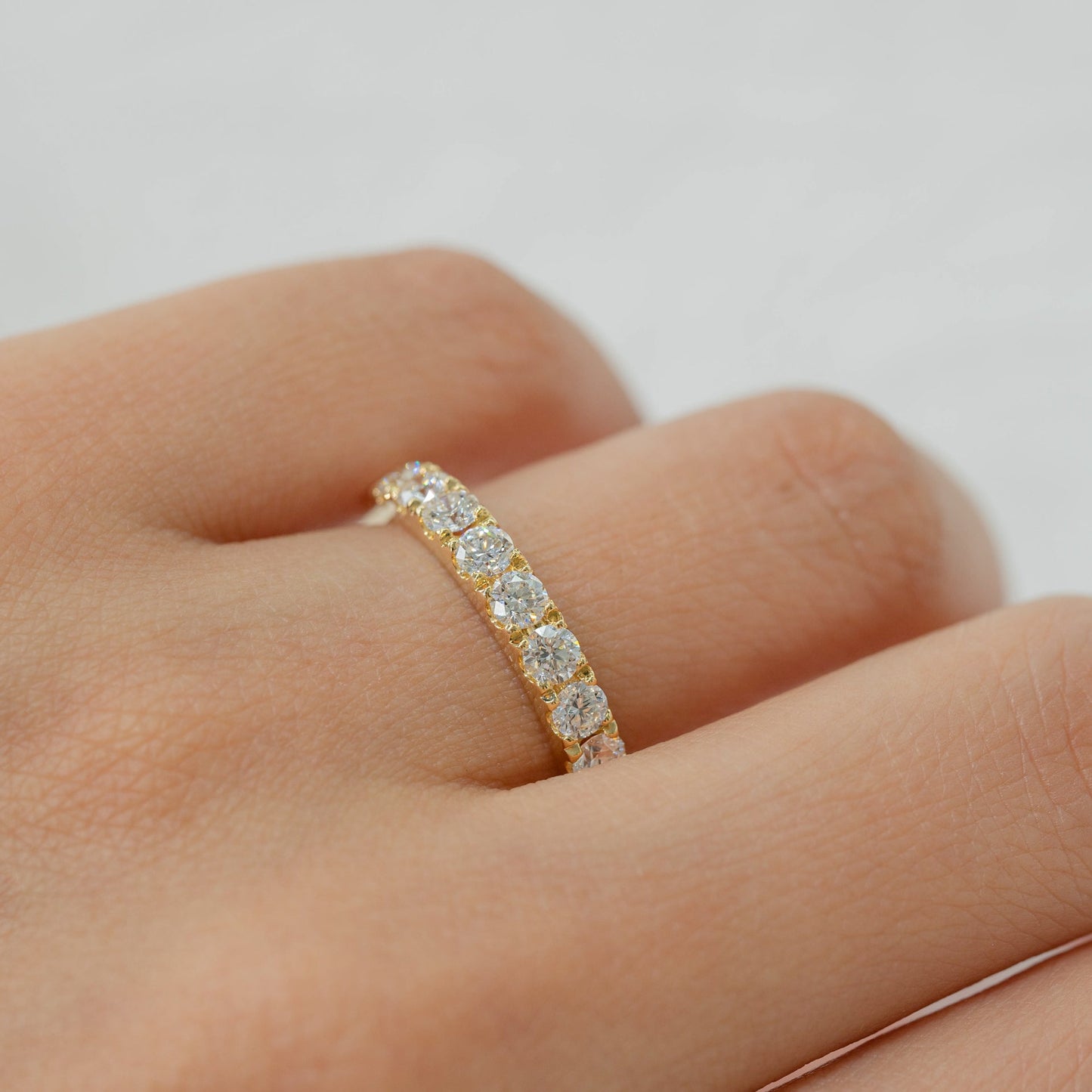1ct Round Diamond Pave Half Eternity Band