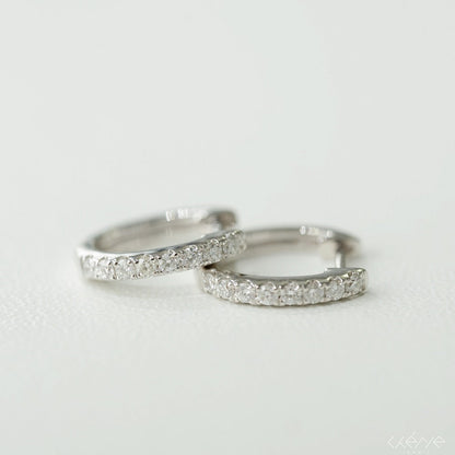 Mini Oval Shaped Round Diamond Hoop Earrings